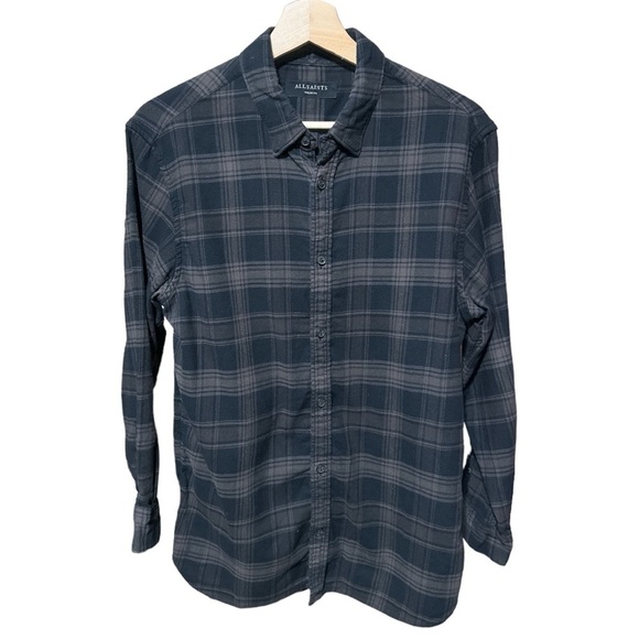 EUC - AllSaints Black/Brown Flannel Shirt - Size Medium - Picture 2 of 4